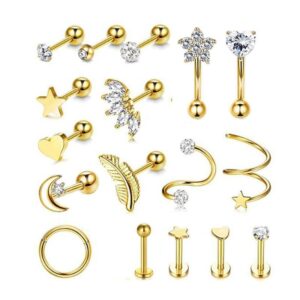 Juego de piercing de oreja / joyas de cuerpo gold color