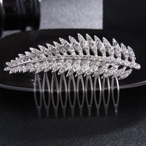 Accesorio para el cabello hoja estilo diamantes tono silver