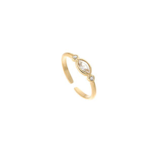 Anillo Ajustable compromiso listo / Acero inoxidable con capa en baño de Oro 18k