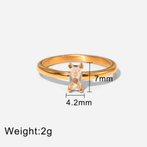 Anillo compromiso diamante white talla disponible 6-7-8 / Acero inoxidable con capa en baño de Oro 18k
