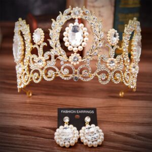 Corona + Aretes Premium / Aleación tono gold and white
