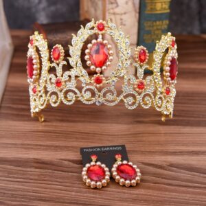 Corona + Aretes Premium / Aleación tono gold and red