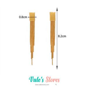 Aretes largos con cadenita inferior tono Gold 18K