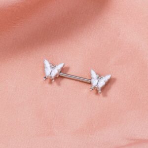 Par de arete para pecho mariposas silver