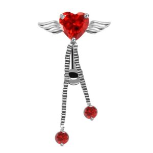 Arete de ombligo corazòn con alas red color