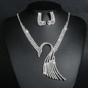 Set collar full diamantes con pendientes silver