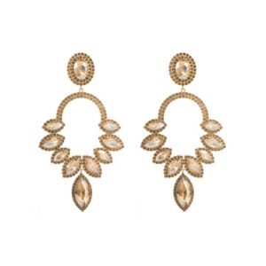 Aretes largos flor geométrica evento especial gold E2 color