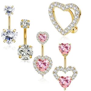 Set 5 unidades de aretes / joyas de cuerpo ombligo gold