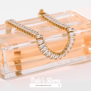 Pulsera con diamantes full diamantes Ziron / Acero Inoxidable con Baño de Oro 18K