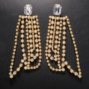 Aretes largos diamante superior | Gold Color