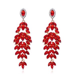 Aretes largos gold and red esetilo oja lujosa