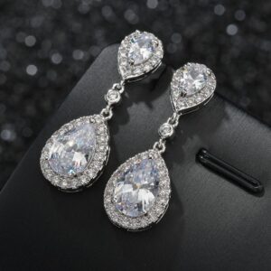 Aretes evento especial diamante superior e inferior silver color