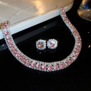 Set collar + Aretes Tornasol and Pink multiples diamantes nueva colección