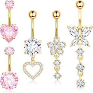 Set 5 joyas de cuerpo para ombligo / gold color
