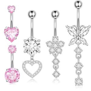 Set 5 joyas de cuerpo para ombligo / silver color