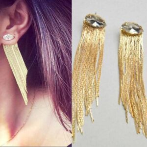 Aretes dorados largos elegantes