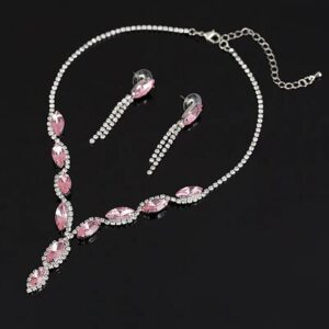 Set collar y aretes lite pink