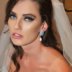 Aretes de novia elegantes diamante estilo gota