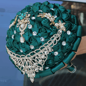 Ramo Premium Verde Full multiples diamantes estilo Europeo