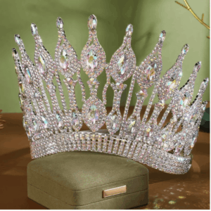 Corona Premium Alta 19cm silver multiples diamantes estilo Europeo -010-