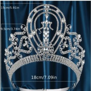 Corona Premium Alta 15cm silver multiples diamantes estilo Europeo -008-