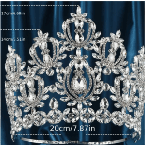 Corona Premium Alta 17cm silver multiples diamantes estilo Europeo -007-