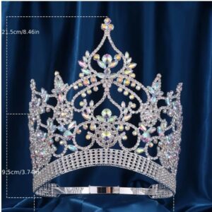 Corona Premium Imponente 21.5 cm silver alta multiples diamantes estilo Europeo -003-