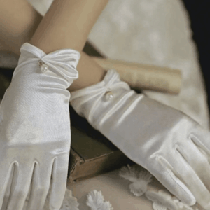 Guantes blancos elasticos con perla superior white color | S3