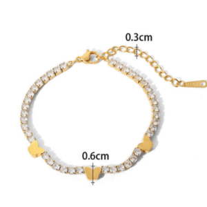 Pulsera de perlas con corazón colgante 18K - Oro Laminado