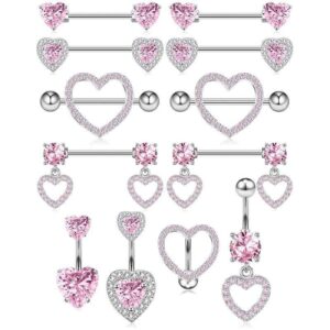 Set piercing / joyas de cuerpo / seno y ombligo pink color