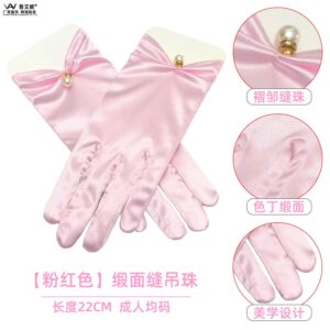 guantes rosa con perla superior