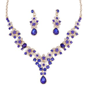 Accesorio set elegante cadena y aretes white and blue