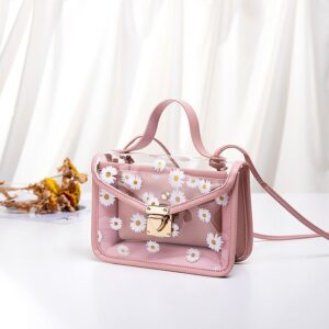 Bolso pink estampado flores blancas / transparente
