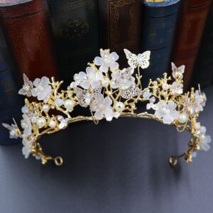 Tiara estilo corona nupcial white and gold