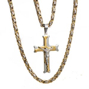 Cadena de varon gold cristo colgante de acero titanio