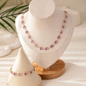 Set cadena y pulsera diamantes geométrico